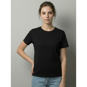 เสื้อยืดผู้หญิงสไตล์โบฮีเมียน ผ้าฝ้ายสีดำ คอกลม ระบายอากาศได้ดี เนื้อผ้านุ่ม สวมใส่สบาย ทรงหลวม ใส่ได้ทุกวัน ลำลอง ใส่หน้าร้อน ผลิตในอินเดีย - Product Image 3