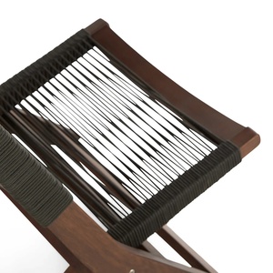 Silla Plegable para Exteriores con Estructura de Madera de Teca Sólida y Cuerda Tejida para Patio - Product Image 5