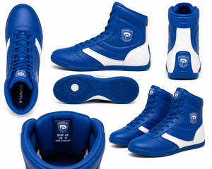 Botas de Boxeo Dumela, Azules y Blancas, de Cuero, de Caña Alta, para Entrenamiento, Ecológicas, Transpirables, Cómodas, Duraderas, para Todas las Estaciones - Product Image 2