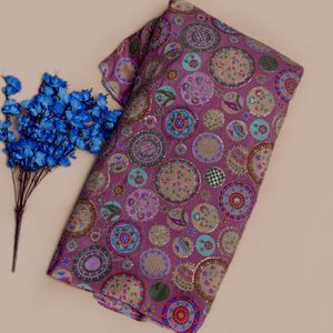 Tissu en crêpe rose lilas pastel enchanteur avec broderie mandala circulaire et détails de sequins scintillants pour sari et robe sur mesure - Product Image 4