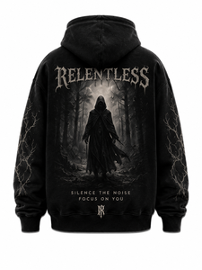 เสื้อฮู้ดพิมพ์ลายโกธิคแบบเต็มตัวสำหรับผู้ชาย ทรงโอเวอร์ไซส์ สีดำ ผ้าฝ้ายเฟรนช์เทอร์รี่ ดีไซน์กระเป๋าเสื้อ เหมาะสำหรับใส่ในฤดูใบไม้ร่วง - Product Image 3