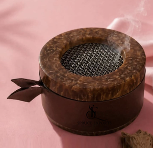 Brûleur d'encens en bois de santal fait main avec grille métallique, base verte, diffuseur aromatique, encensoir en bois, utilisation toute saison - Product Image 5