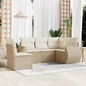 Ensemble de canapés de jardin en rotin beige, modulaire, sectionnel, mobilier d'extérieur, design contemporain, coussins en mousse haute densité - Product Image 1