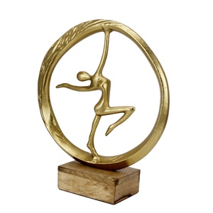 Golden Dancer Aluminum Sculpture Figurine Handmade Modern Art Decor Eco-Friendly Durable Tabletop Ornament for Home Office - Product Image 2