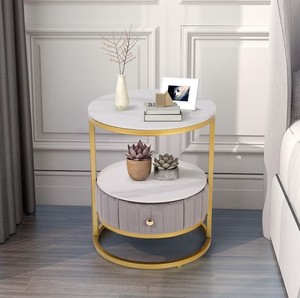 Muebles Hechos a Mano, Mesas Auxiliares con Tapa de Mármol, Mesa Redonda de Metal Chapada en Oro para Sala de Estar, Salón, Oficina, Mesa de Centro - Product Image 4