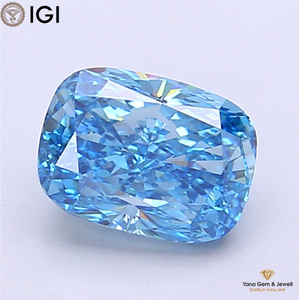 VS1 Clarity Fancy Vivid Blue Color <b>Cushion</b> Shape 1.50 Carat CVD Lab Grown Diamond With IGI Certified for <b>Statement</b> Ring Center - Product Image 1