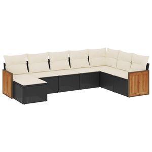 Conjunto de Sofá de Jardín de Ratán PE Negro con Patas Ajustables Grandes - Product Image 2