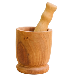 Mortier et pilon en bois brun pour herbes et épices – Outils et gadgets de cuisine très vendus - Product Image 1
