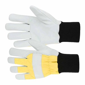 Gants de travail unisexes en cuir de chèvre haute visibilité avec doublure en polaire fluorescente pour la sécurité des mains, gants de jardinage personnalisables avec logo - Product Image 4