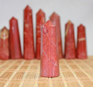 Tour de cristal de jaspe rouge poli en forme de crayon, objet de collection d'art Feng Shui - Product Image 4