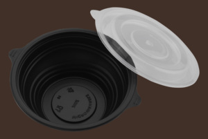 Tazón Redondo Negro Biodegradable de 20 oz, Libre de BPA, Apto para Microondas, con Tapa Transparente Ventilada, 120 Unidades (40/6) para Restaurantes y Hoteles - Product Image 5