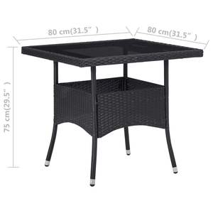Mesa de Comedor de Ratán PE Negro con Estructura de Acero y Cubierta de Vidrio Templado, Muebles de Patio Elegantes - Product Image 4