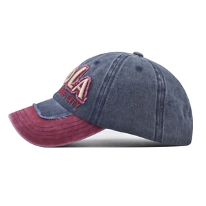 Color Matching Two Tone Sporty Twill <b>Baseball</b> <b>Caps</b> Vintage Distressed 6 Panel Construction Embroidered Alphabet Patch Trucker - Product Image 6