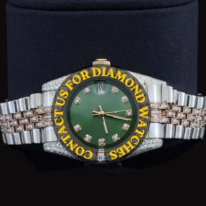 นาฬิกาข้อมือผู้ชายสุดเท่ห์ ดีไซน์ทันสมัย หน้าปัดทรงกลมสีเขียว ประดับเพชรโมอิสซาไนต์สองสี พร้อมฟังก์ชั่นวันที่อัตโนมัติ ระบบควอตซ์ รุ่นใหม่ล่าสุด - Product Image 2