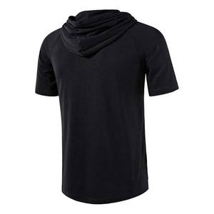 Sudadera con Capucha de Manga Corta para Hombre, Estampado Digital Personalizado, Bordado, Corte Regular, para Gimnasio y Entrenamiento, Poliéster/Algodón, Negra - Product Image 3