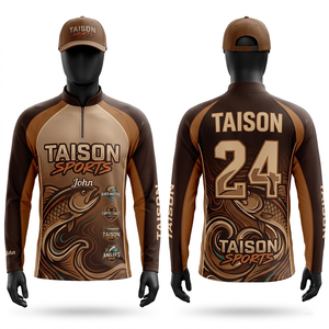 Maillot de pêche pour homme en polyester premium, interlock, anti-humidité, gris, avec empiècements néon, design par sublimation, logo personnalisé, manches longues - Product Image 4