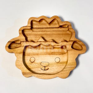 OEM Natural Eco Friendly Wooly Dolly Teak Wood <b>Kids</b> Plate Sustainable Food Safe No Paint and Varnish Halal Customized Children - Product Image 1