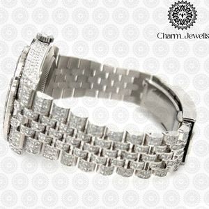 Montre de luxe pour homme Charm_Jewells, bracelet en acier inoxydable, boîtier, mouvement mécanique, cadran incrusté de diamants, 40 mm, 10 bars d'étanchéité - Product Image 4