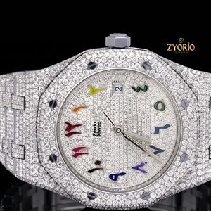 Luxury Fully Iced Moissanite Stainless Steel Hip Hop <b>Watch</b> for Men ETA Quartz Movement 3BAR Water Resistant Colorful <b>Arabic</b> - Product Image 5