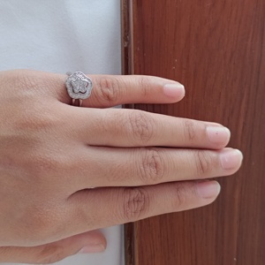 Anillos de Plata de Ley 925 con Racimo de Flores y Halo de Diamantes, Anillos de Piedras Preciosas Bonitos para Mujer, Uso Diario, Regalo de Boda, Compromiso, Fiesta, Joyería Fina - Product Image 4