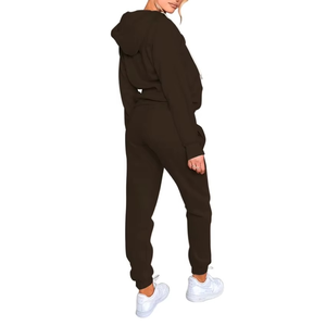 Ensemble de survêtement décontracté pour femme, sweat à capuche et pantalon, couleur unie, manches longues, pour le sport, les mariages, écoresponsable, grandes tailles - Product Image 2