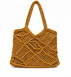 Sac à bandoulière en macramé jaune moutarde le plus vendu pour femmes, sac fourre-tout bohème en coton fait main pour usage quotidien à la plage, disponible à la vente - Product Image 3