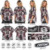 Kaos Wanita Oversize Longgar 100% Katun Jersey Kerah Bulat Cetak Digital Distressed Lengan Pendek Grafis Custom Print