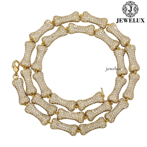 Jewelux Skeleton Moissanite <b>Statement</b> <b>Necklace</b> 18K Gold Plated Luxury Party Jewelry Set Unisex From India Supplier - Product Image 3