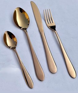 Ensemble de couverts au design moderne, en acier inoxydable plaqué or avec manche en résine, cuillère, fourchette et couteau, durables, pour la décoration de la maison, ustensiles de cuisine. - Product Image 5