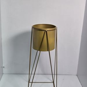 Support à plantes en métal doré, lot de 2, support à plantes géométrique en fil métallique pour intérieur, pot moderne, décoration de la maison, support à fleurs au sol, WB Inc India - Product Image 6