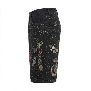 Nuevos Shorts de Mezclilla de Alta Calidad para Hombre con Logotipo Bordado Personalizado y Pedrería, Shorts Casuales de Estilo Urbano para Verano, para Actividades al Aire Libre - Product Image 4