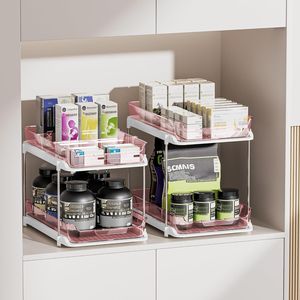 Organizzatore a 2 Livelli Multiuso per Bagno e Cucina, Armadietto Estraibile per Medicinali, Organizzatori Impilabili per Dispensa per un'Organizzazione Ottimale - Product Image 5