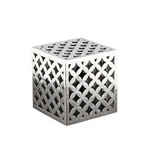 Mesa de Centro Cuadrada Baja de Estilo Moderno para Hogar, Hotel o Bar, Mueble Decorativo Hecho a Mano, Duradero y Ecológico, Color Plateado Sable - Product Image 1