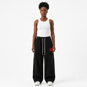 Custom Acid Wash Wide-Leg Fleece Sweatpants Streetwear Track Pants Women's Casual Loose Fit Oversized Pants 2026 - Product Image 3