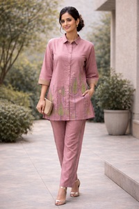 Luxurious Collection of Women's Co-ord Pink Set of Half Sleeve For Regular and Party Wear Available at Low Price - Product Image 2