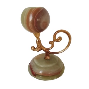 Bougeoir en laiton torsadé onyx, chandelier vintage en onyx italien, Vintage Stone Onyx & Brass Decorative - Product Image 1