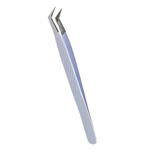 Pinces à cils de précision en acier inoxydable anti-magnétique à pointe lisse pour volume et pose classique à prix raisonnable - Product Image 1