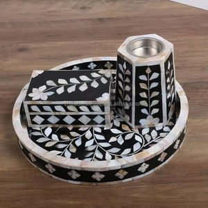Handmade Eid Gift <b>Set</b> for Spiritual and Home Decor Use Regal Serenity Wooden Bakhoor Burner <b>Set</b> with <b>Artistic</b> MOP Inlay - Product Image 1