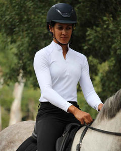 Haut d'équitation à manches longues pour femmes, respirant, léger, tissu extensible, vêtements d'équitation, hauts/chemises personnalisés - Product Image 3