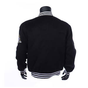 Chaquetas Varsity personalizadas para hombre con cremallera, chaquetas bomber de béisbol para invierno, mangas de cuero, logotipo bordado, chaqueta de tela. - Product Image 2