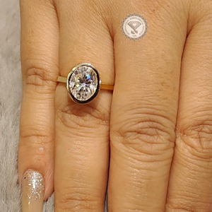 Anillo de Compromiso de Tres Piedras con Diamante Ovalado Cultivado en Laboratorio de 3 TCW en Oro de 14K, Certificado IGI, Joyería Nupcial de Lujo para Mujer - Product Image 5