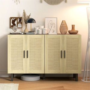 Kitchen Storage Cabinet with Woven Baskets - Product Image 1