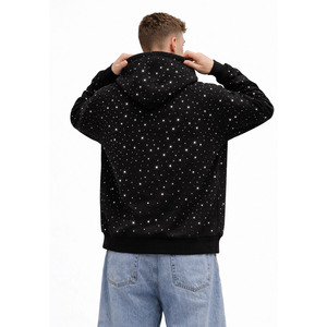 Custom Trendy Y2K <b>Rhinestone</b> Zip Up Hoodies for Men High Quality 400 GSM Regular Fit Streetwear Sparkly <b>Jacket</b> Supplier OEM Bulk - Product Image 2