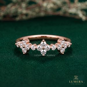 แหวนหมั้นเพชรทรงกลมเจียระไนแบบบริลเลียนท์สีโรสโกลด์สำหรับผู้หญิง เครื่องประดับหรูหราสุดโรแมนติก - Product Image 2