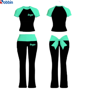 Conjunto de 2 Piezas Personalizado con Logotipo, Ropa de Yoga de Verano para Mujer, Diseño con Lazo, Manga Corta, Cintura Plegable, Pantalones Acampanados - Product Image 6