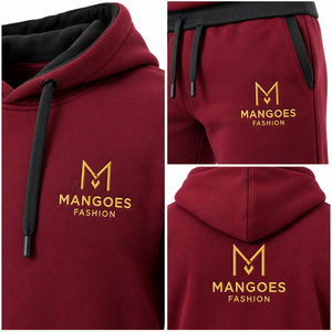 Conjunto Deportivo de Invierno de 2 Piezas, Talla Grande, Informal, de Forro Polar, 100% Algodón, Transpirable, Ecológico, Unisex, con Capucha y Cuello Alto - Product Image 5