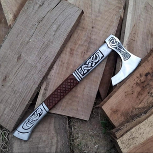 STEEL CRAFT INTERNATIONAL Hand-Forged Carbon Steel Flat Backed Hammer <b>Axe</b> 22" Full Tang Colored Rose Wood Handle DIY Grade ODM - Product Image 1