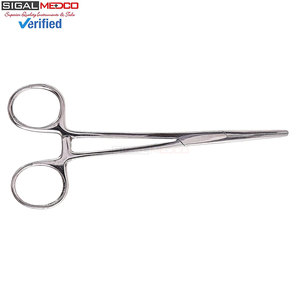 Pinza hemostática Kelly médica de bloqueo manual, 5.5 pulgadas, acero inoxidable plateado, con mango de bloqueo de trinquete, instrumento quirúrgico - Product Image 6