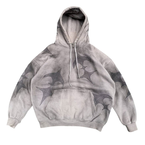 Oversized Men's <b>Hoodie</b> Gray Solid Heat-Transfer Printed Woven Casual Winter Sweatshirt Pocket Regular Fit Windproof Eco-Friendly - Product Image 1