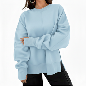 Sweat-shirt à manches longues pour femme, de haute qualité, couleur unie, respirant, style hip-hop, pour l'hiver et l'automne, service OEM, imprimé sur le devant - Product Image 1